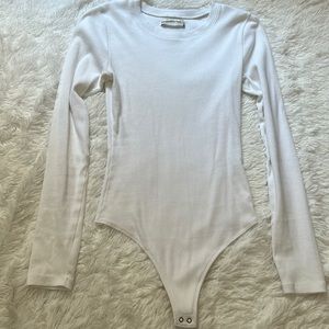 White ribbed Abercrombie bodysuit